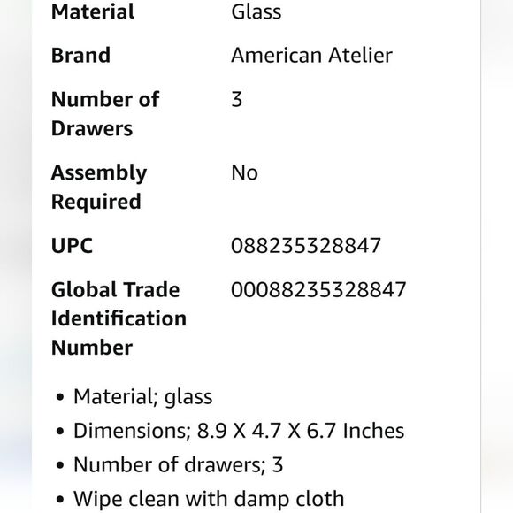 American Atlier Oblong Octagon 3-Drawer Mirror Jewelry Storage Box - Picture 2 of 10